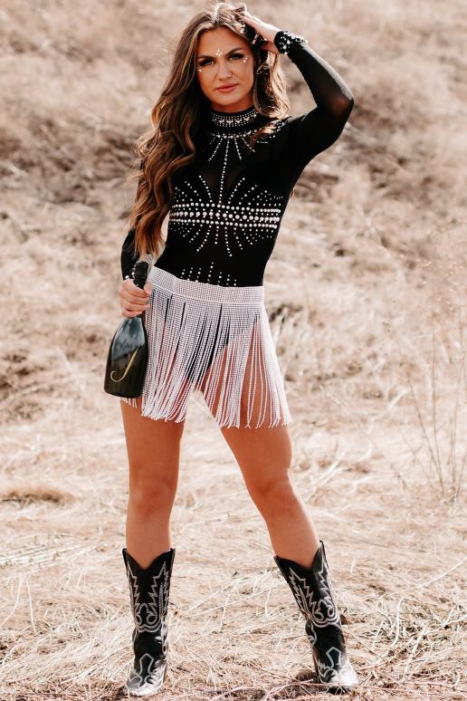 zwart tijd om strass parel mesh bodysuit te mengen NanaMacs HPTT365