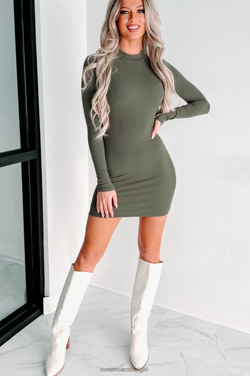 donkere olijf bewaar je excuses open back bodycon NanaMacs HPTT2475