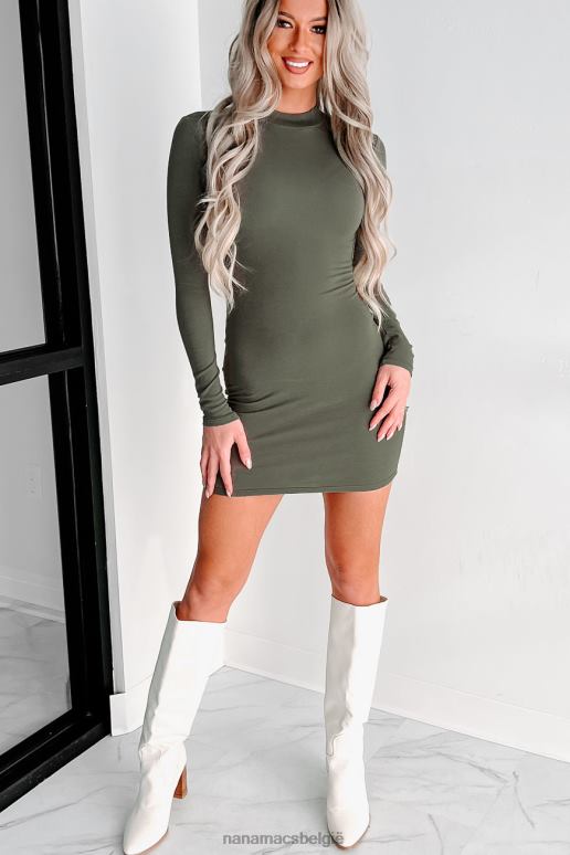 donkere olijf bewaar je excuses open back bodycon NanaMacs HPTT2475