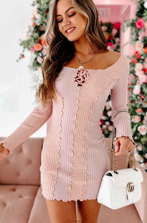 perzik soraya bodycon met lange mouwen en slakleurvlakken NanaMacs HPTT2206