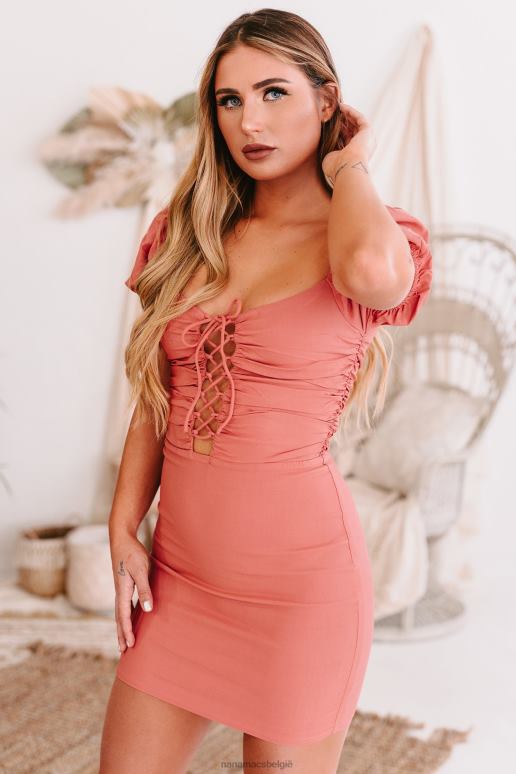 stoffige kers celine bodycon-jurk met kanten voorkant NanaMacs HPTT2488