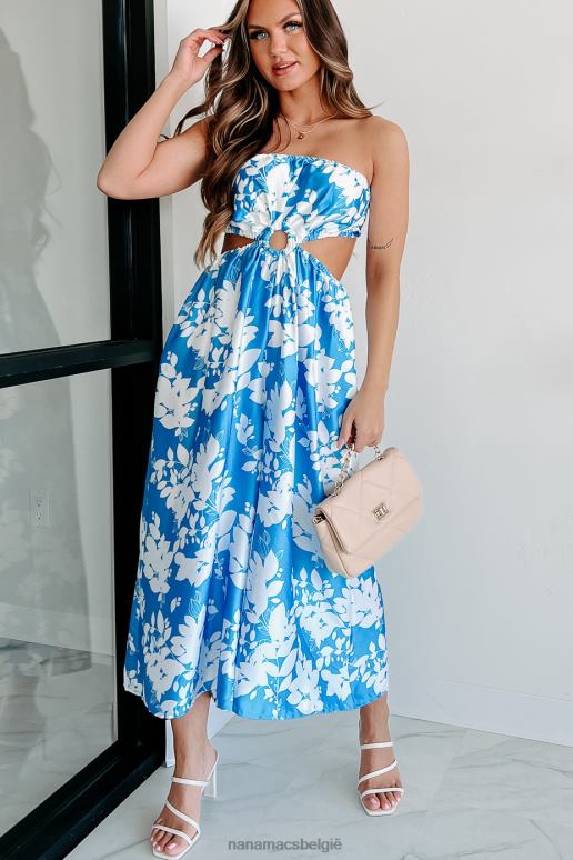 blauw Wit maak ze jaloers strapless gebloemde jumpsuit NanaMacs HPTT2593