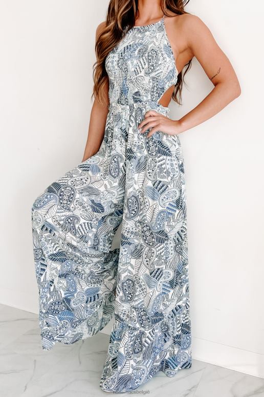 blauw forever yours rugloze jumpsuit met halternek NanaMacs HPTT2621