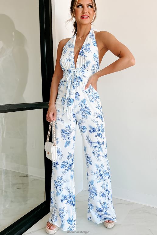 blauw op vakantie jumpsuit met halternek NanaMacs HPTT2617