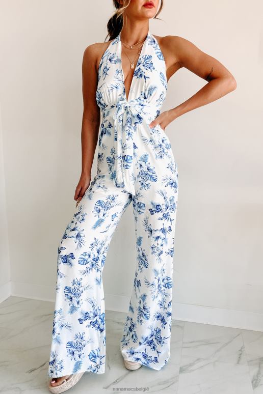 blauw op vakantie jumpsuit met halternek NanaMacs HPTT2617