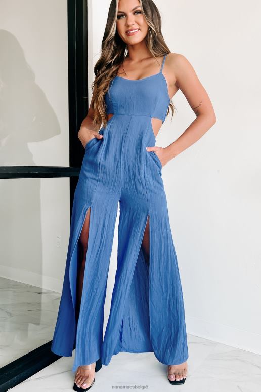 blauw zittend in het paradijs uitgesneden jumpsuit NanaMacs HPTT2558