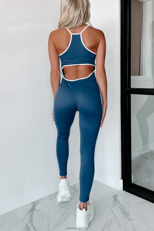 blauwe waas loungen in de stad terug uitgesneden jumpsuit NanaMacs HPTT2530