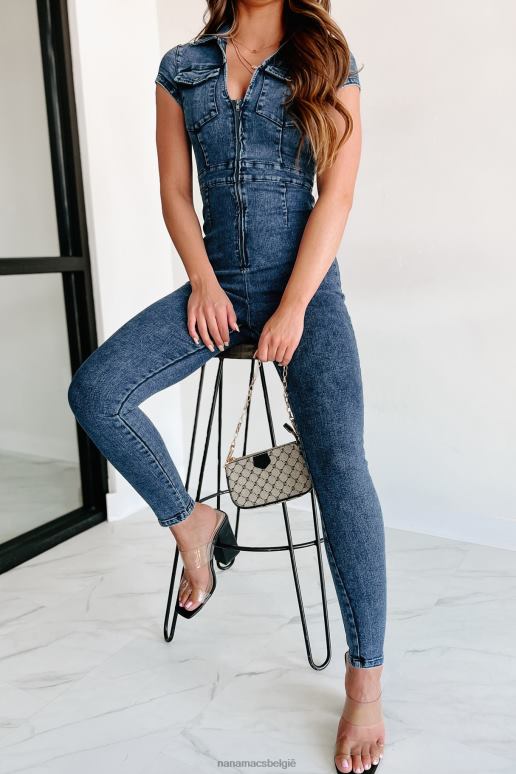 donker geen woorden jumpsuit met ritssluiting aan de voorkant NanaMacs HPTT2494