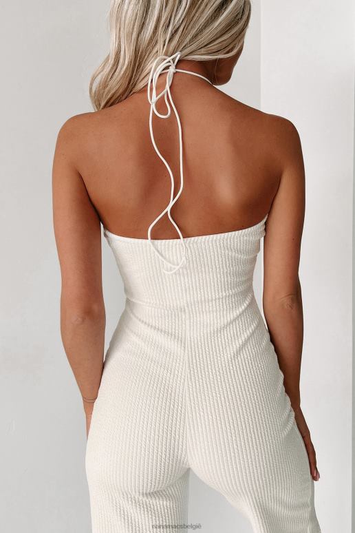 gebroken wit altijd dodende getextureerde halterjumpsuit NanaMacs HPTT2543