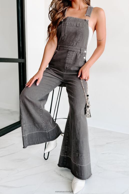 houtskool verloren in een droom denim overall met wijde pijpen NanaMacs HPTT2517