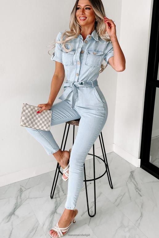 licht denim eerlijke dagen werk skinny denim jumpsuit NanaMacs HPTT2641