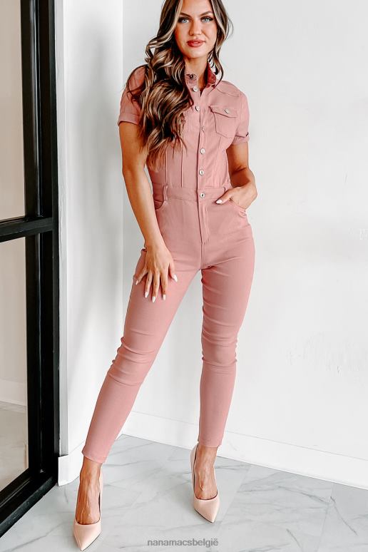 mauve ik mis je de laatste tijd jumpsuit met magere pijpen en knopen aan de voorkant NanaMacs HPTT2642