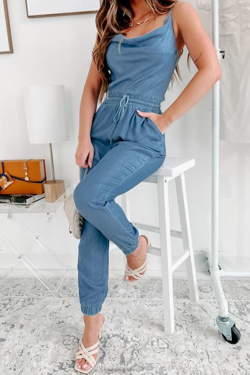 medium vergeet je problemen denim jumpsuit met gedrapeerde hals NanaMacs HPTT2604