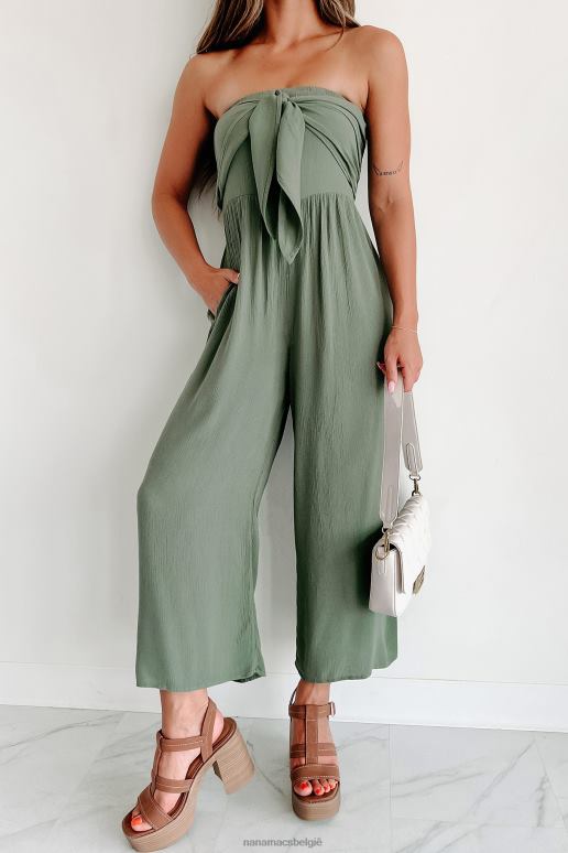 militair groen geen afgunst hier strapless jumpsuit met wijde pijpen NanaMacs HPTT2506