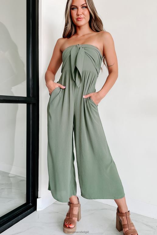 militair groen geen afgunst hier strapless jumpsuit met wijde pijpen NanaMacs HPTT2506