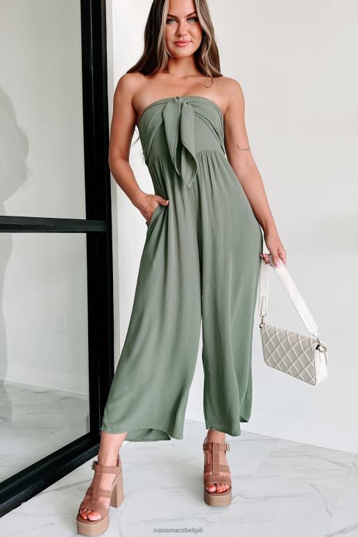 militair groen geen afgunst hier strapless jumpsuit met wijde pijpen NanaMacs HPTT2506