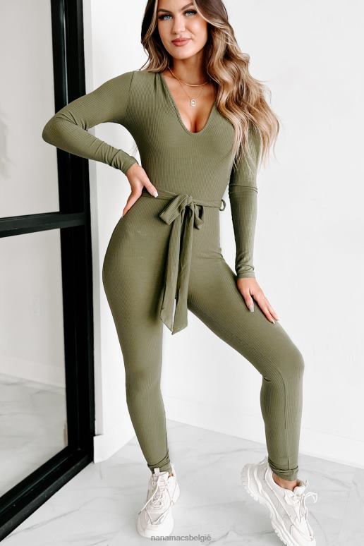 olijf maak je geen zorgen over mij geribbelde jumpsuit NanaMacs HPTT2658