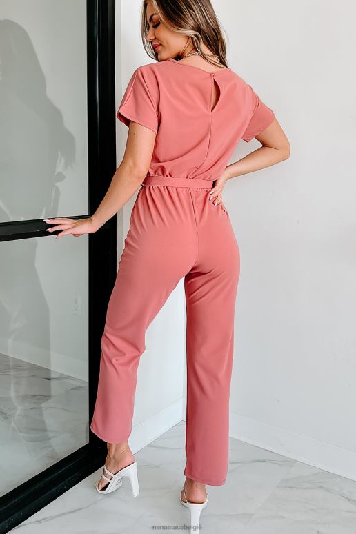palissander Taken voltooien Jumpsuit met korte mouwen en gestrikte taille NanaMacs HPTT2531