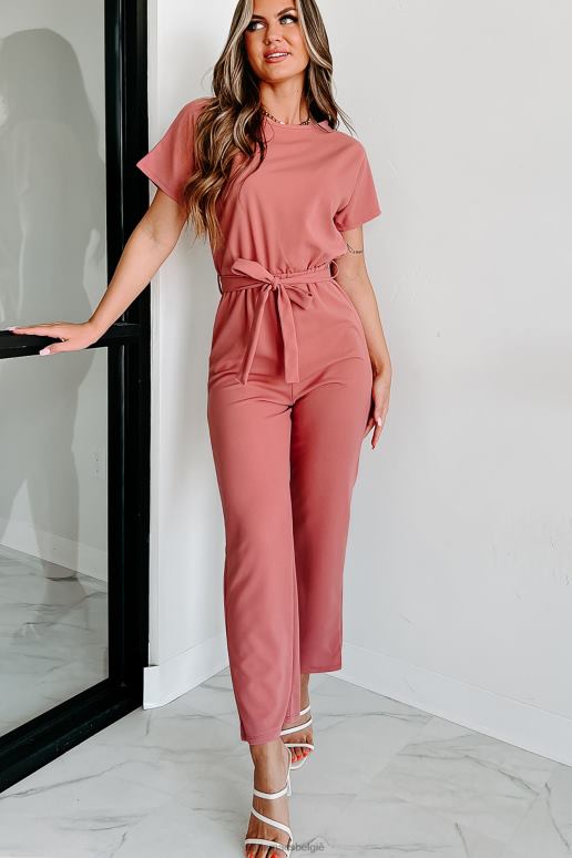 palissander Taken voltooien Jumpsuit met korte mouwen en gestrikte taille NanaMacs HPTT2531