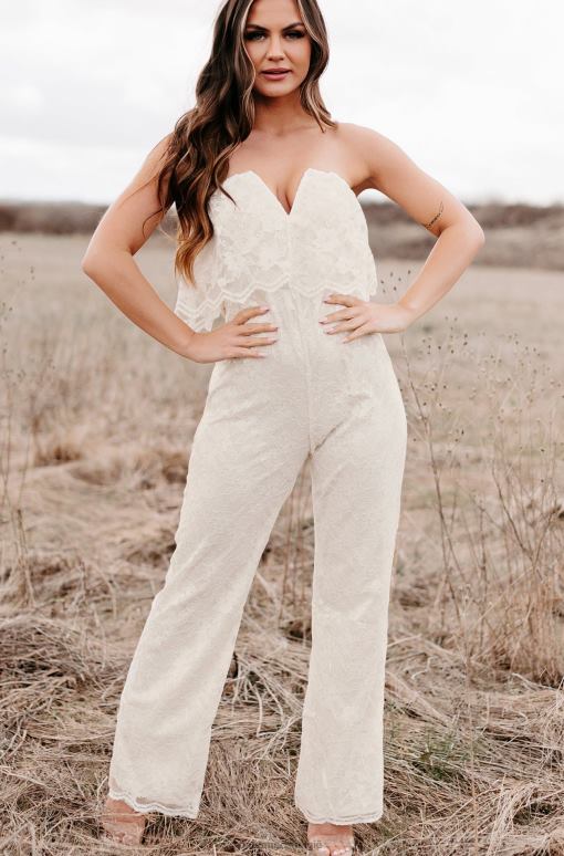 room een klassiek aanvoelende strapless kanten jumpsuit NanaMacs HPTT2575