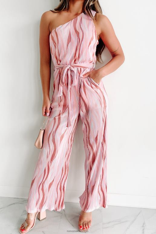 roze taupe aspire to inspire geplooide jumpsuit met één schouder NanaMacs HPTT2534