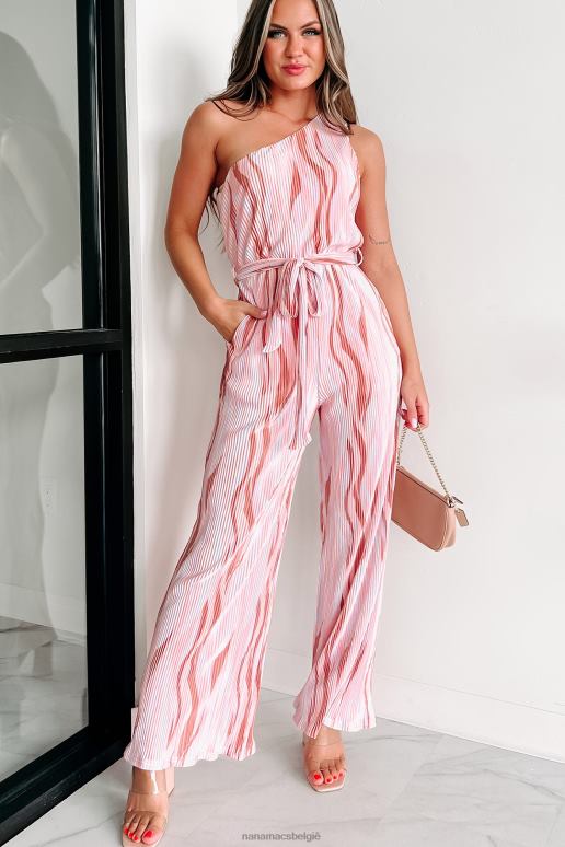 roze taupe aspire to inspire geplooide jumpsuit met één schouder NanaMacs HPTT2534