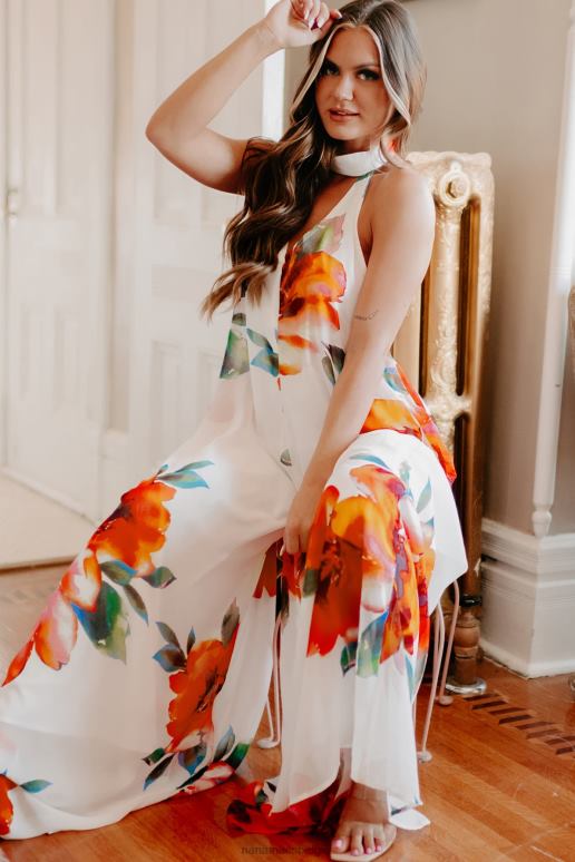 wit op zoek naar complimenten gebloemde jumpsuit met wijde pijpen NanaMacs HPTT2678