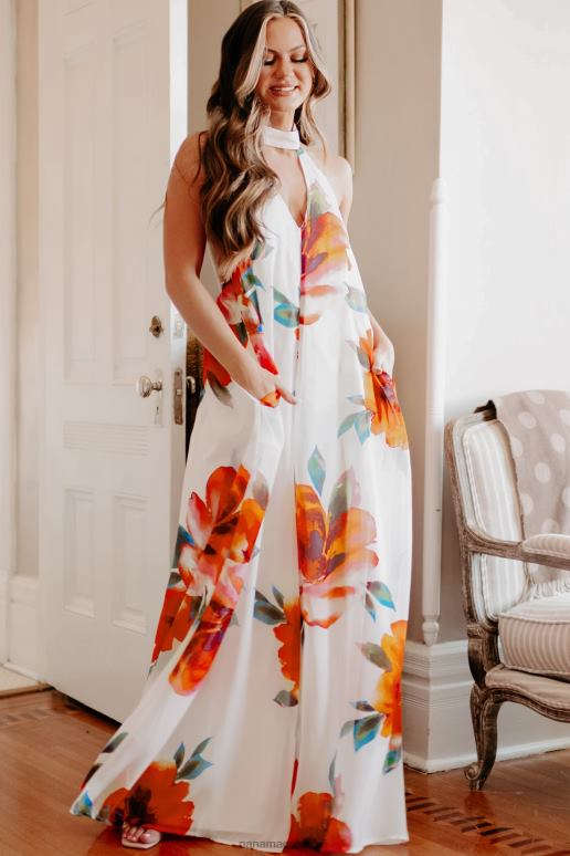 wit op zoek naar complimenten gebloemde jumpsuit met wijde pijpen NanaMacs HPTT2678