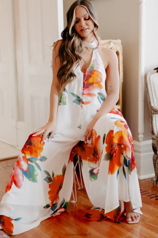 wit op zoek naar complimenten gebloemde jumpsuit met wijde pijpen NanaMacs HPTT2678