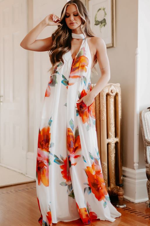 wit op zoek naar complimenten gebloemde jumpsuit met wijde pijpen NanaMacs HPTT2678