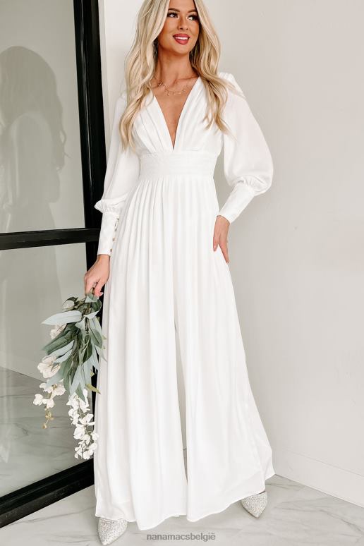 wit zicht voor pijnlijke ogen jumpsuit met lange mouwen en wijde pijpen NanaMacs HPTT2574