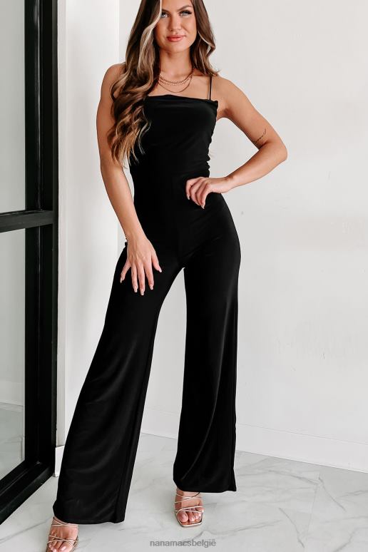 zwart beste beleid jumpsuit met watervalhals NanaMacs HPTT2599