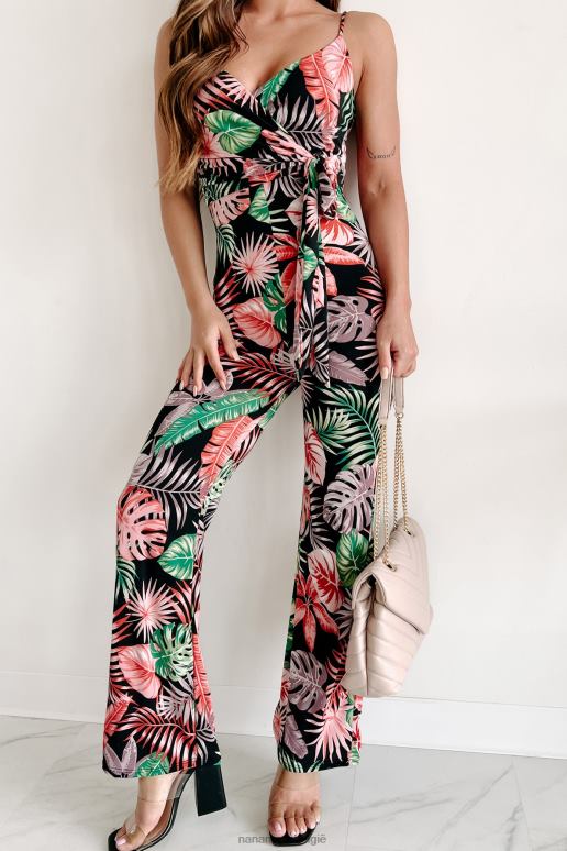 zwart on island time jumpsuit met tropische print NanaMacs HPTT2583