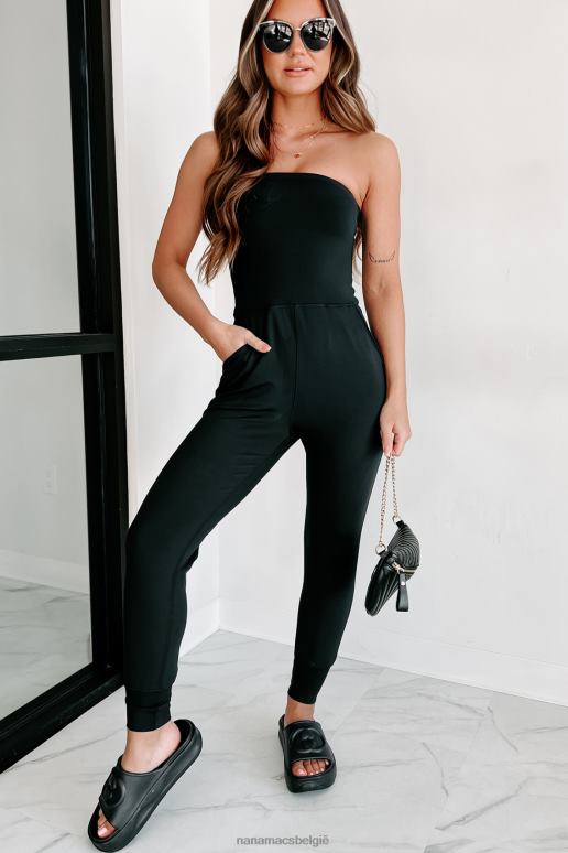 zwart verslaafd aan reizende strapless jumpsuit NanaMacs HPTT2627