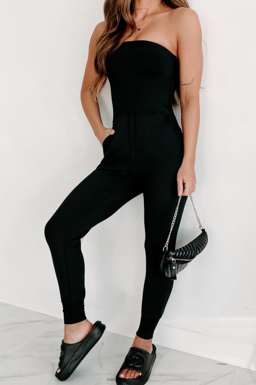 zwart verslaafd aan reizende strapless jumpsuit NanaMacs HPTT2627