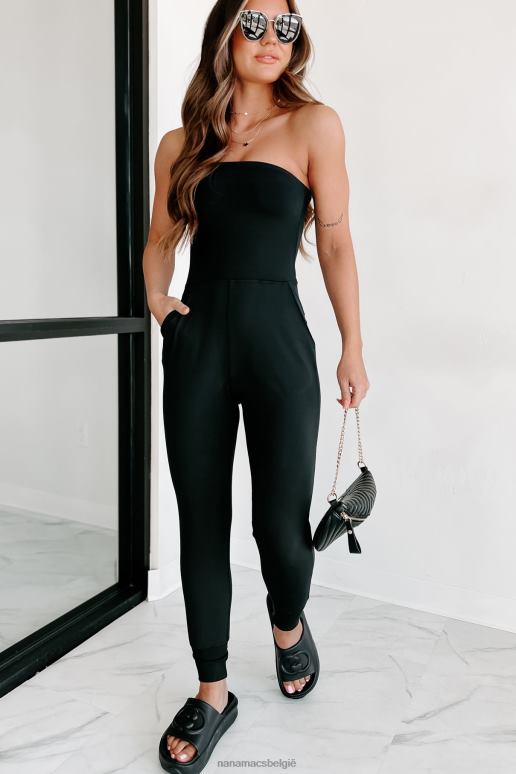 zwart verslaafd aan reizende strapless jumpsuit NanaMacs HPTT2627