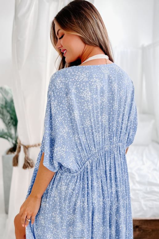 hemelsblauw gemaakt voor herinneringen high-low ditsy bloemenkimono NanaMacs HPTT3843