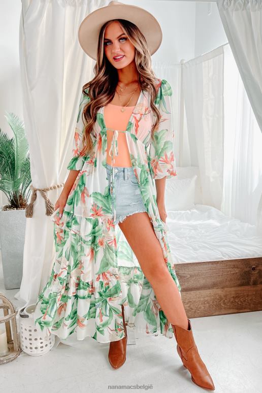 ivoor luau luxe stofdoek met tropische print en ruches aan de voorkant NanaMacs HPTT3750