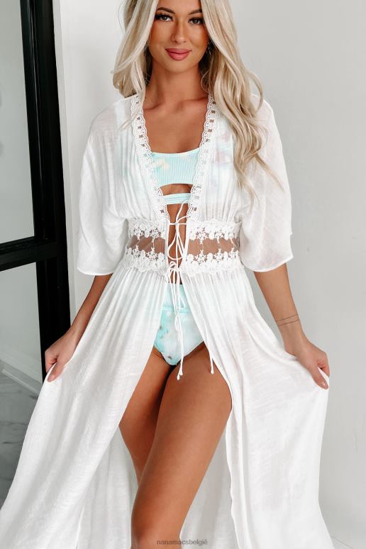 wit gekust door de zon stofdoek kimono met strik aan de voorkant NanaMacs HPTT3553