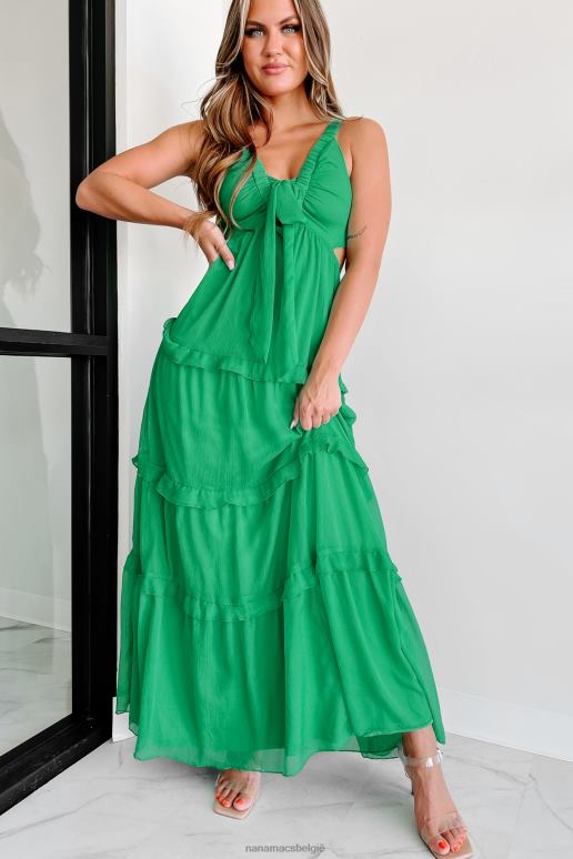 Kelly groen head in the clouds gelaagde maxi-jurk NanaMacs HPTT2316