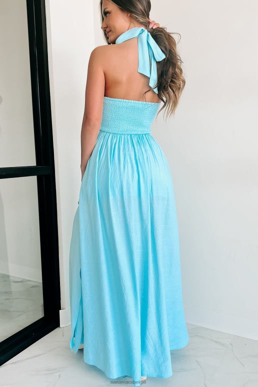 blauw dol op je maxi-jurk met halternek NanaMacs HPTT2343
