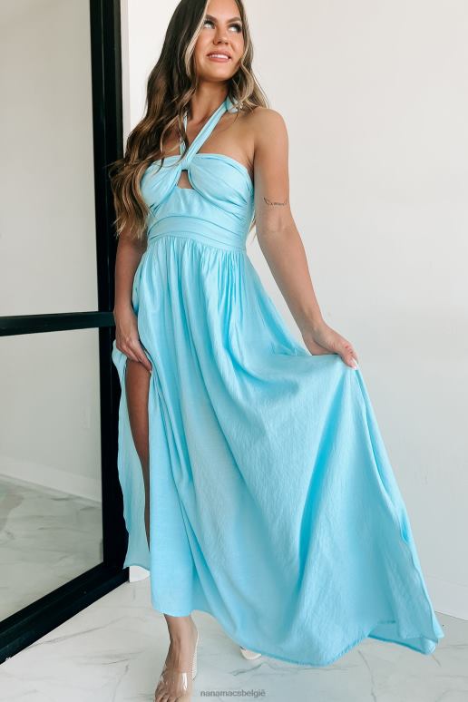 blauw dol op je maxi-jurk met halternek NanaMacs HPTT2343