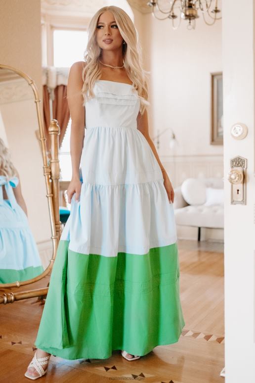 blauw echte smiles maxi-jurk met kleurvlakken NanaMacs HPTT2418