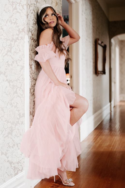 blozen romantische manieren gelaagde maxi-jurk met ruches NanaMacs HPTT2400