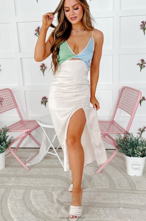 creme multi Corbett maxi-jurk met uitgesneden colorblock NanaMacs HPTT2311