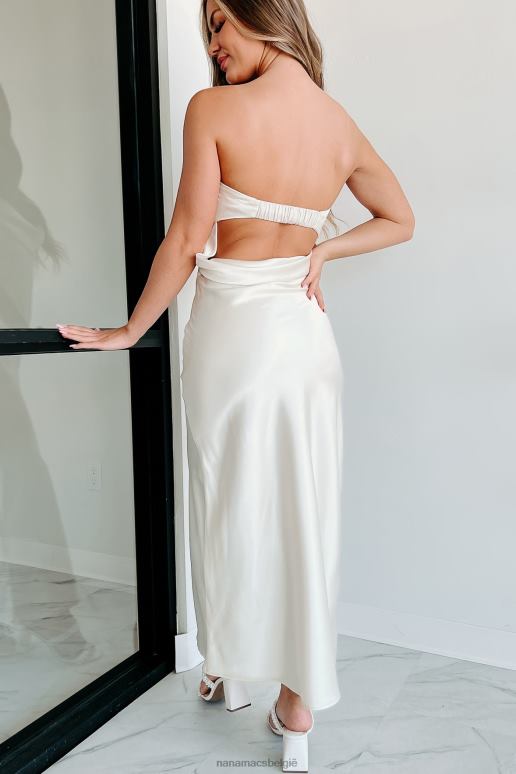 ivoor royale satijnen maxi-jurk met strass-detail NanaMacs HPTT2332