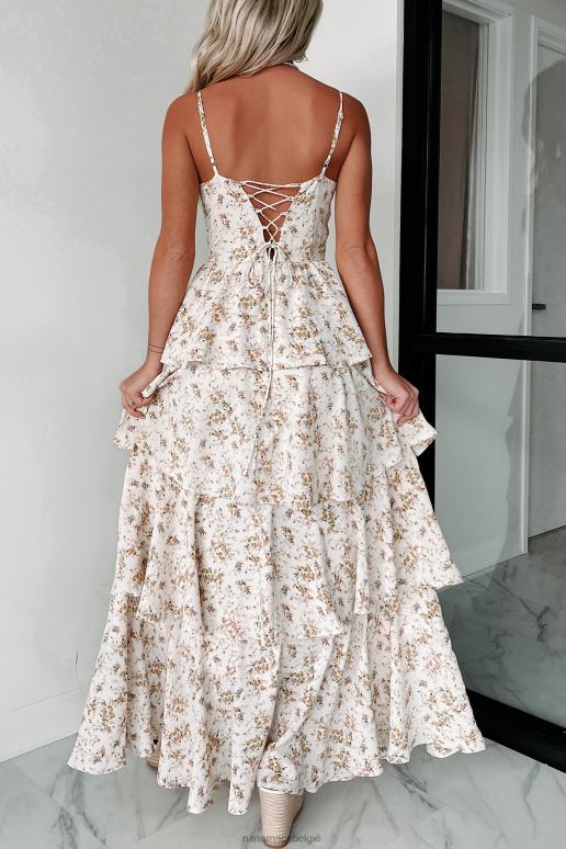 natuurlijk idyllische gevoelens gelaagde maxi-jurk met bloemen NanaMacs HPTT2346