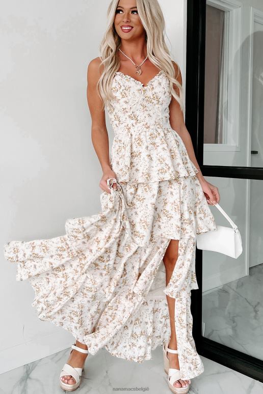 natuurlijk idyllische gevoelens gelaagde maxi-jurk met bloemen NanaMacs HPTT2346