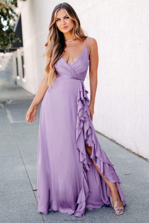 paars adembenemende maxi-jurk met ruches NanaMacs HPTT2423