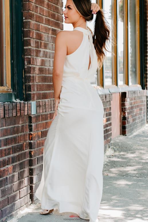 room feesttijd satijnen halter maxi-jurk NanaMacs HPTT2327